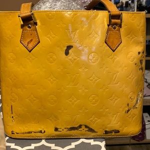 LV YELLOW VERNIS ZIP TOP TOTE